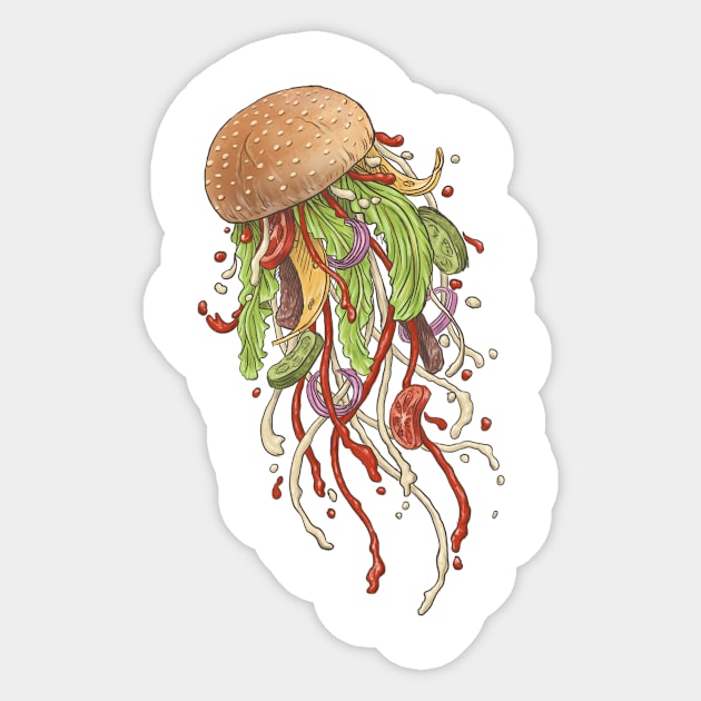 Jellyfish Burger Sticker by Kelelowor